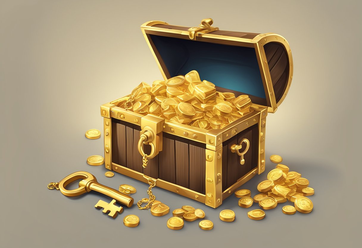 A golden key unlocking a treasure chest filled with exclusive content and prime perks