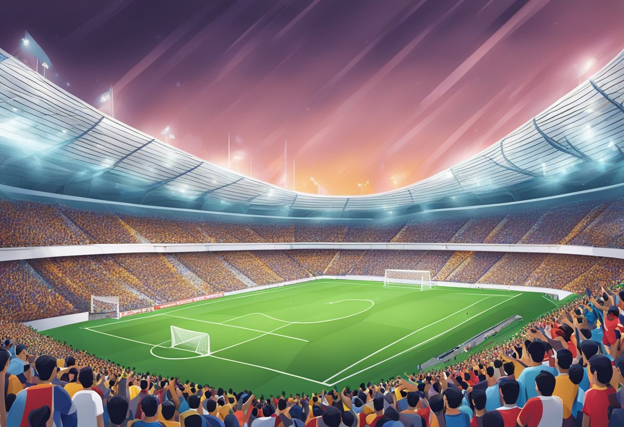 A soccer stadium in Singapore filled with cheering fans during a World Cup qualifying match