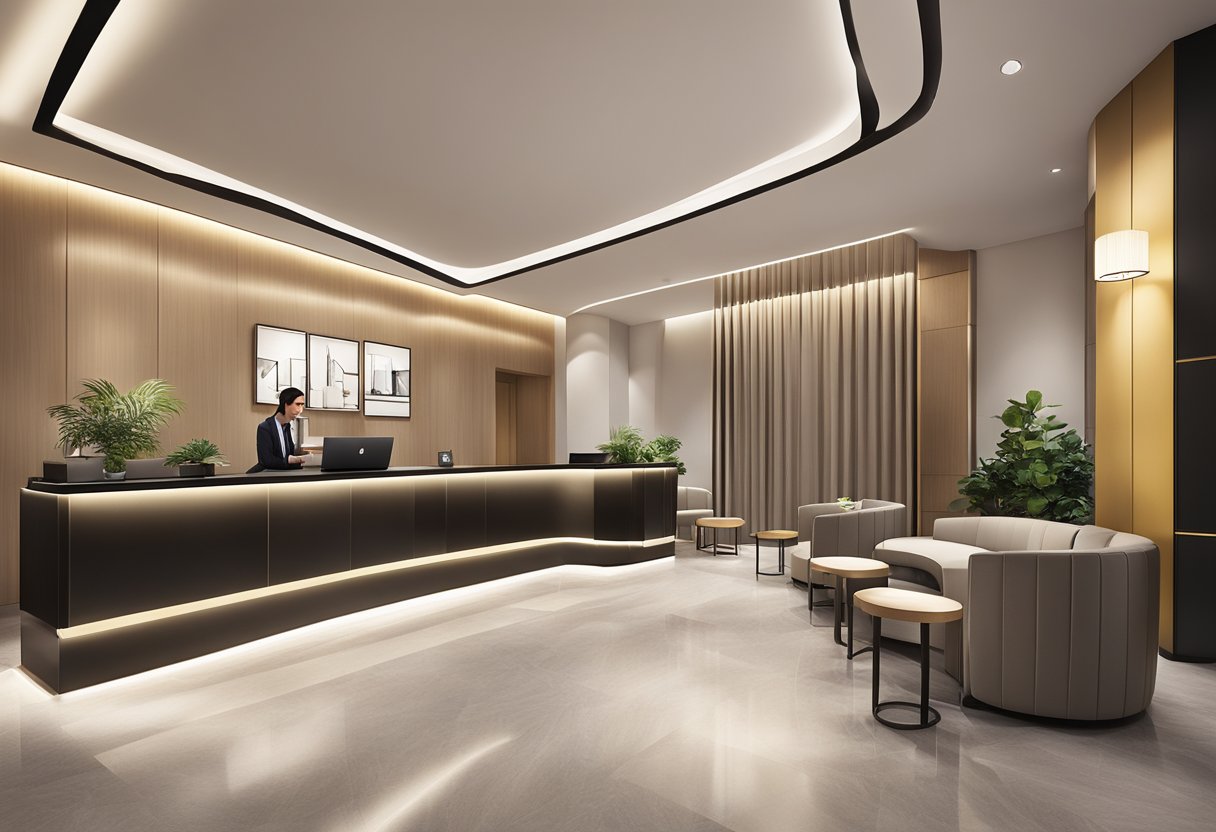 The lobby of Vibe Hotel Singapore exudes modern elegance with sleek furniture, soft lighting, and a welcoming reception desk