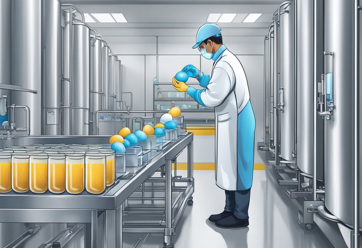 A lab technician carefully places vials of frozen eggs into storage tanks in a modern facility in Singapore