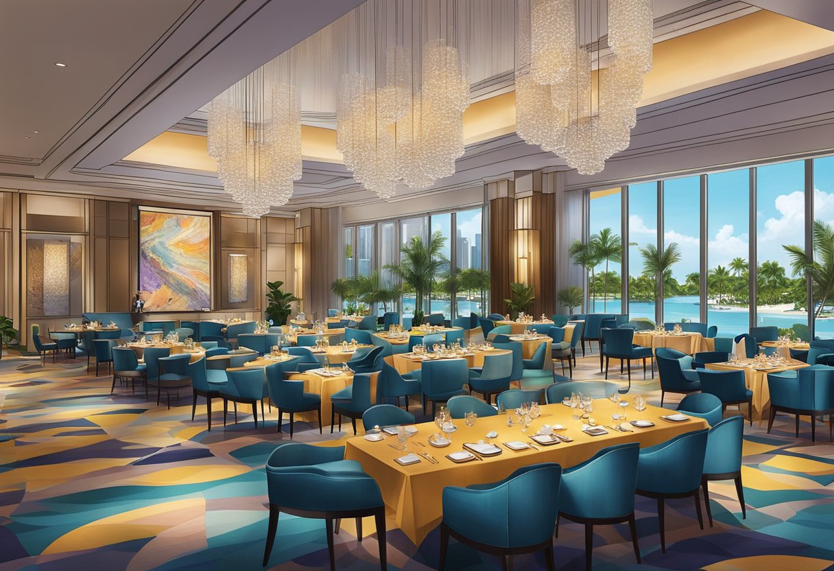 A vibrant dining and entertainment scene at JW Marriott Hotel Singapore South Beach, with elegant decor and lively atmosphere