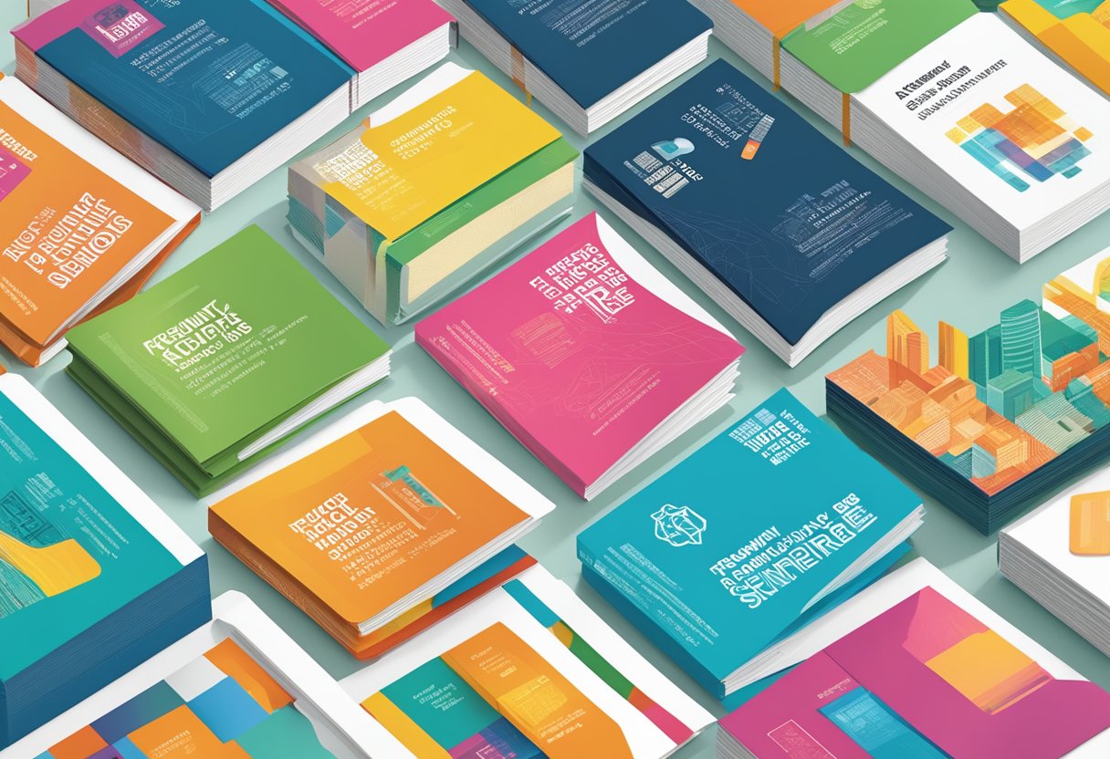 A stack of colorful brochures with "Frequently Asked Questions Free Samples Singapore" printed on the cover, surrounded by a diverse array of Singaporean products