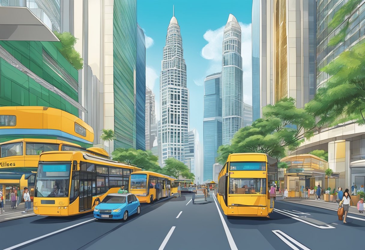 The bustling cityscape of Raffles Place, with its towering skyscrapers and bustling streets, creates a dynamic and vibrant urban scene