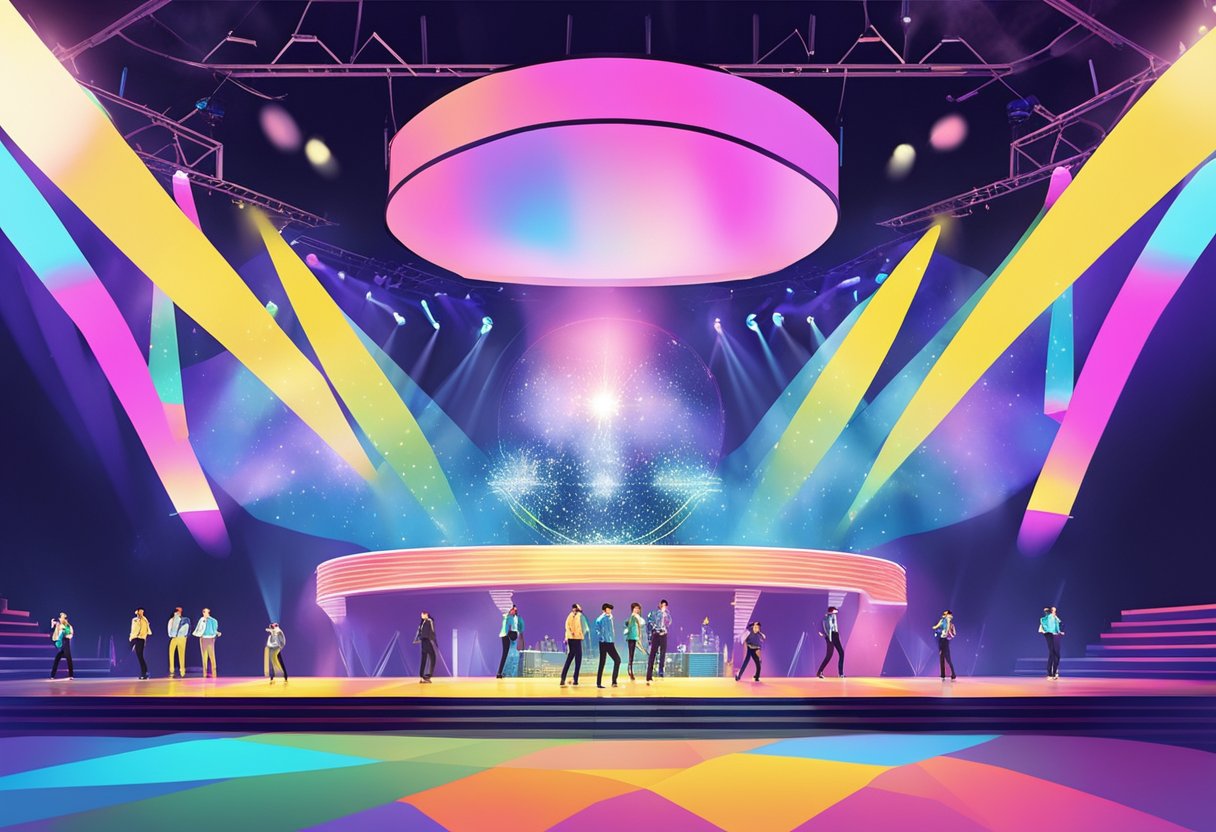 Colorful lights illuminate the stage at SHINee World VI in Singapore, creating a perfect ambiance for the iconic K-pop group's performance