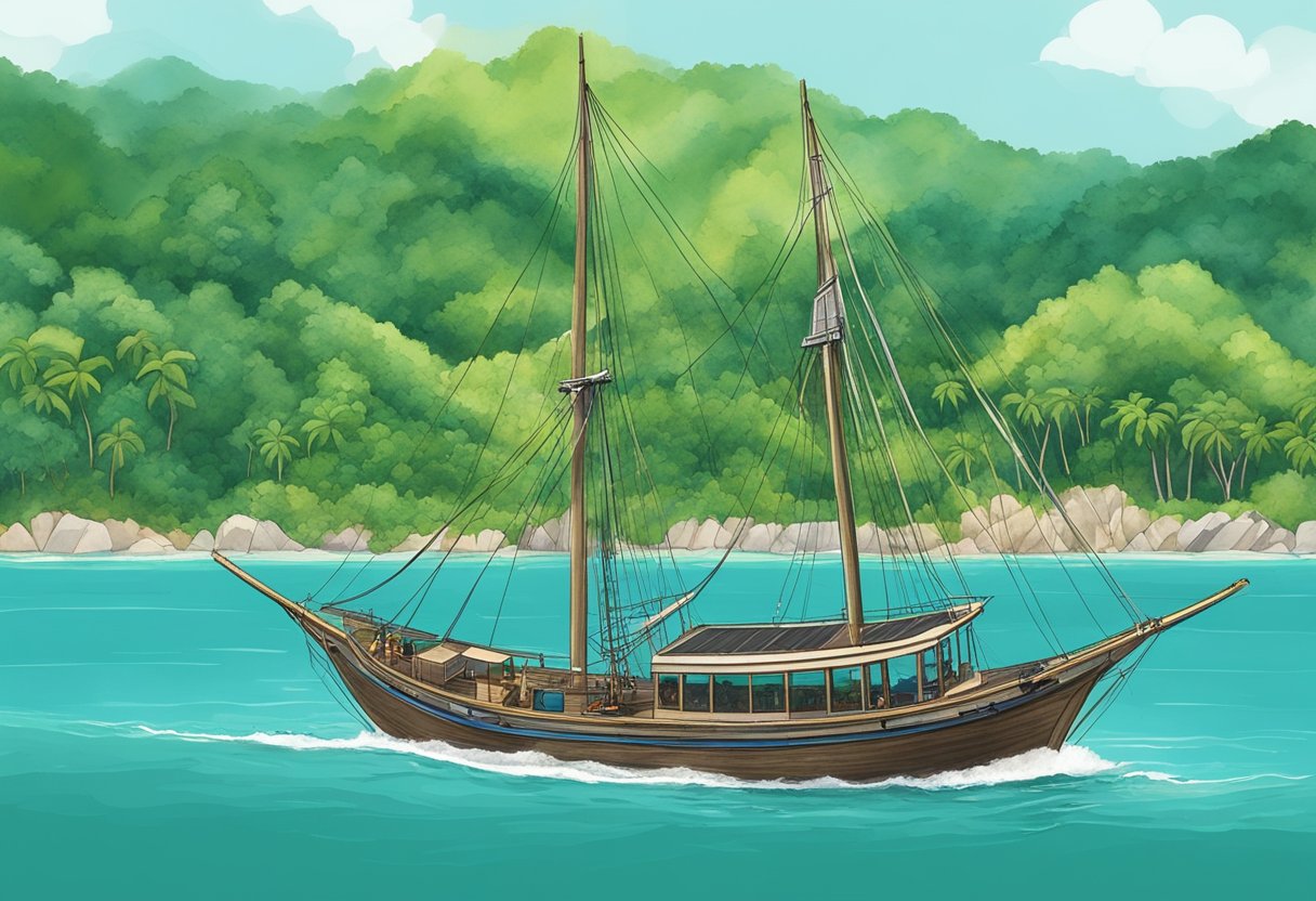 A boat sails from Singapore to Pulau Redang, passing by clear blue waters and lush green islands