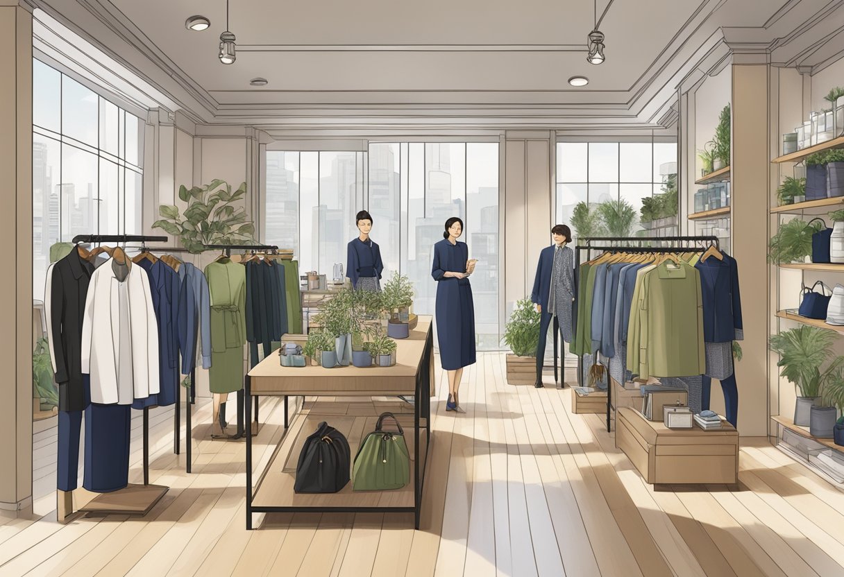 A bustling Seed Heritage store in Singapore, with modern decor and stylish clothing displayed on racks and mannequins