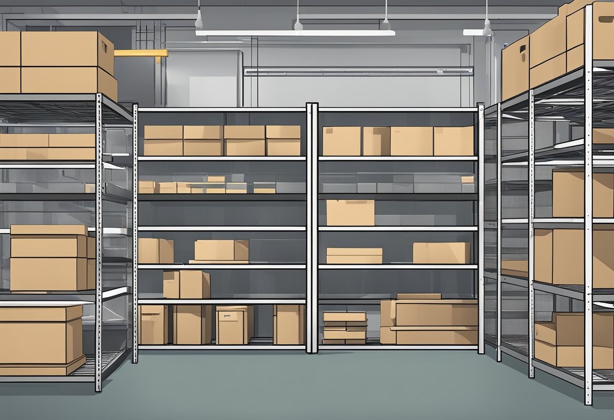 A store room rack in Singapore is being assembled and stocked with items during the purchase and installation process