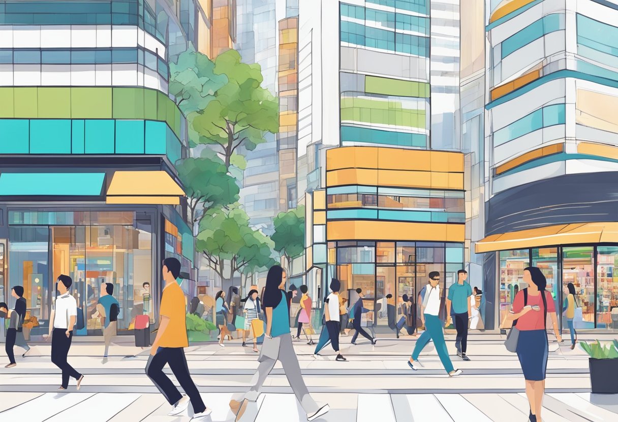 People strolling past vibrant storefronts on Orchard Road at 313@Somerset, with iconic architecture and bustling energy