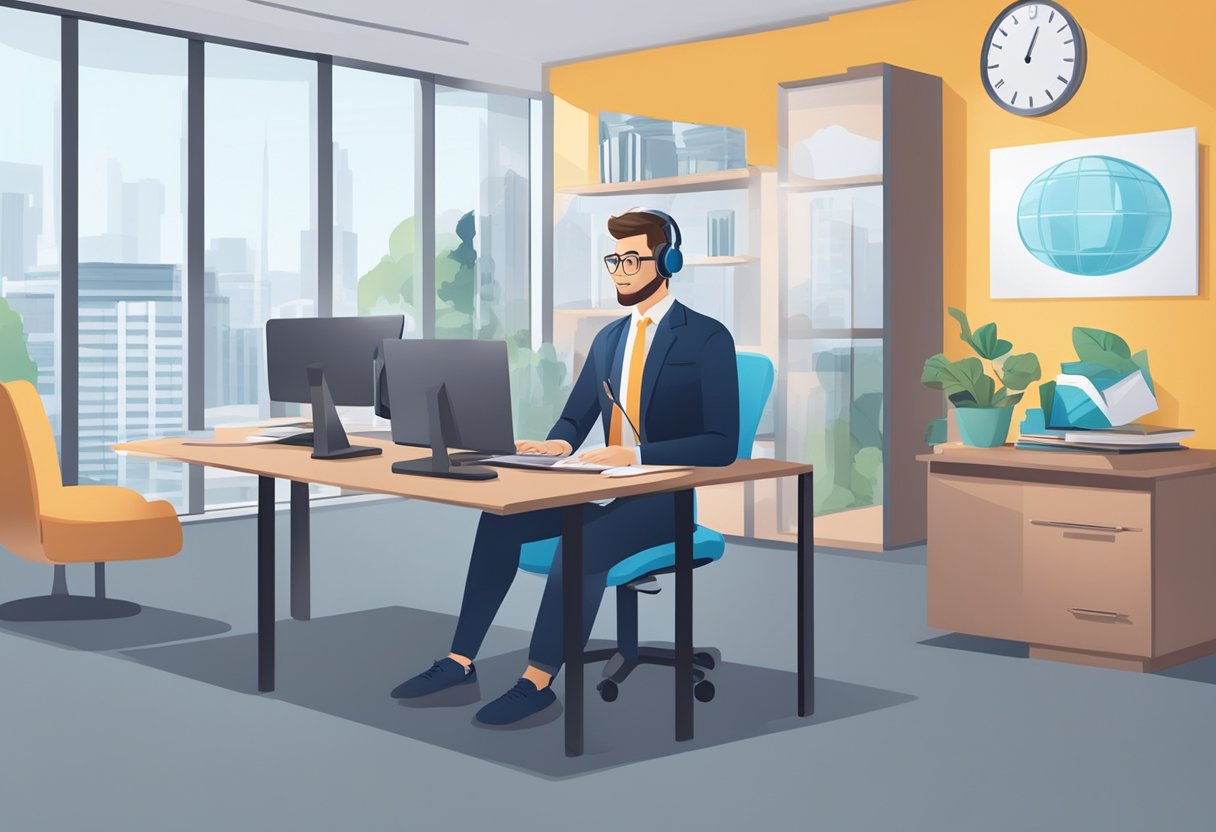A customer service representative answering questions about MSIG car insurance in a modern office setting