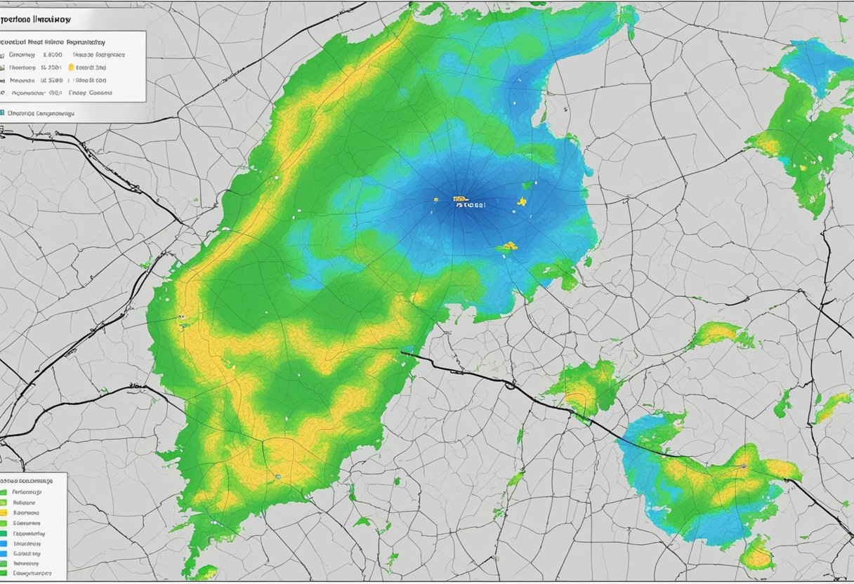 Rain radar services in Singapore display real-time precipitation data on a digital map, showing areas of rainfall intensity and movement