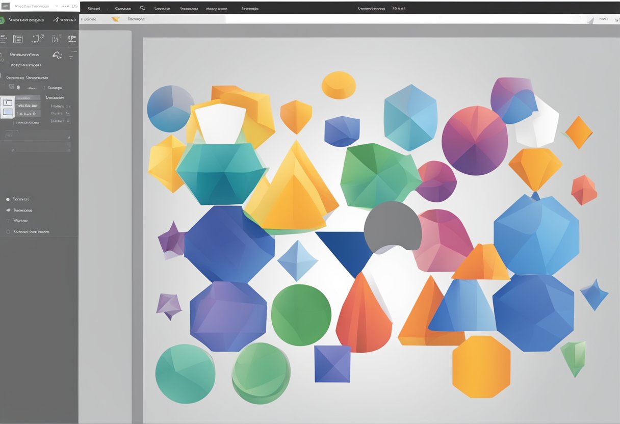 Various shapes overlap in PowerPoint, then a user selects them and clicks 