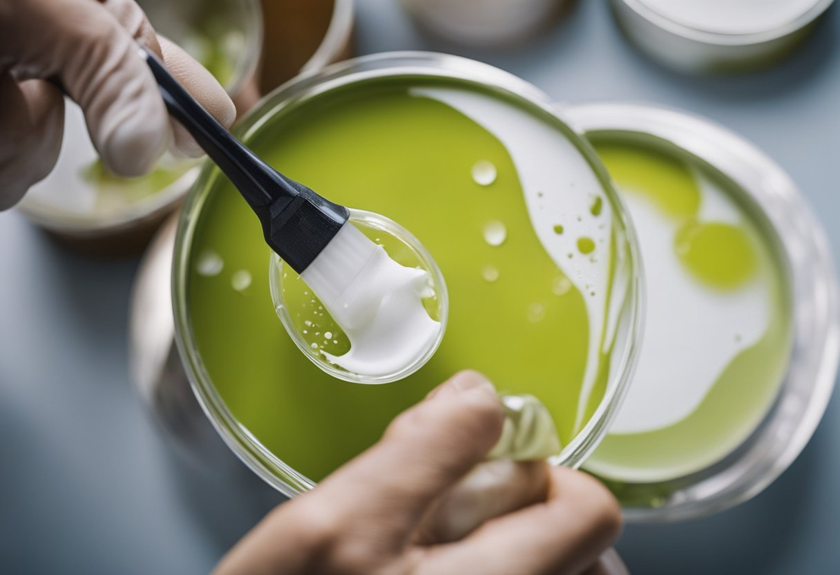 An artist carefully applies masking fluid to protect areas from paint