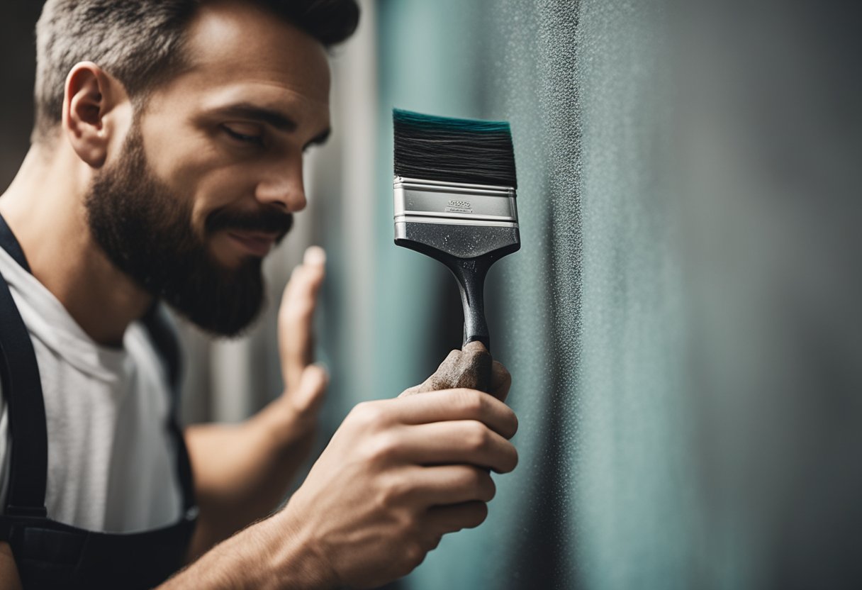 A skilled artisan applies textured paint to a wall, adding depth and dimension for a decorative finish