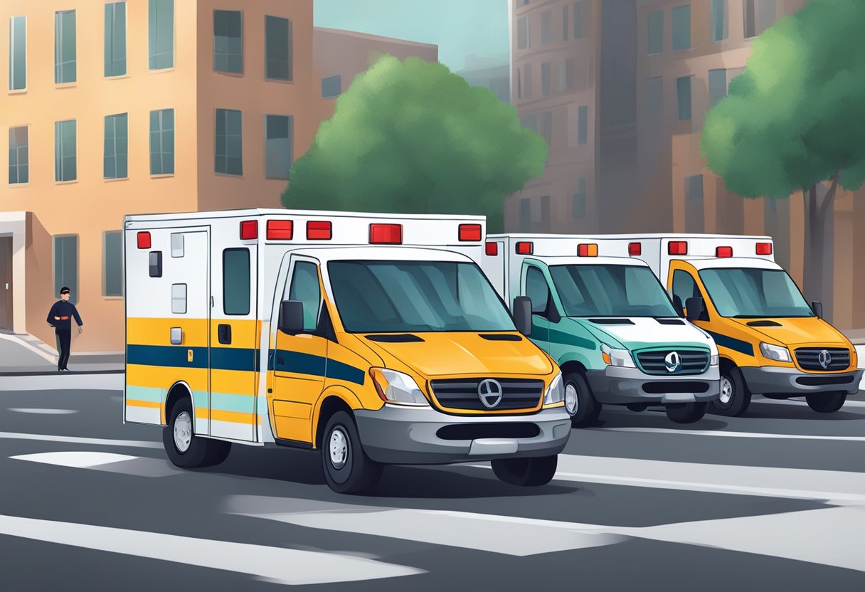 Medical team in ambulances responding to an emergency