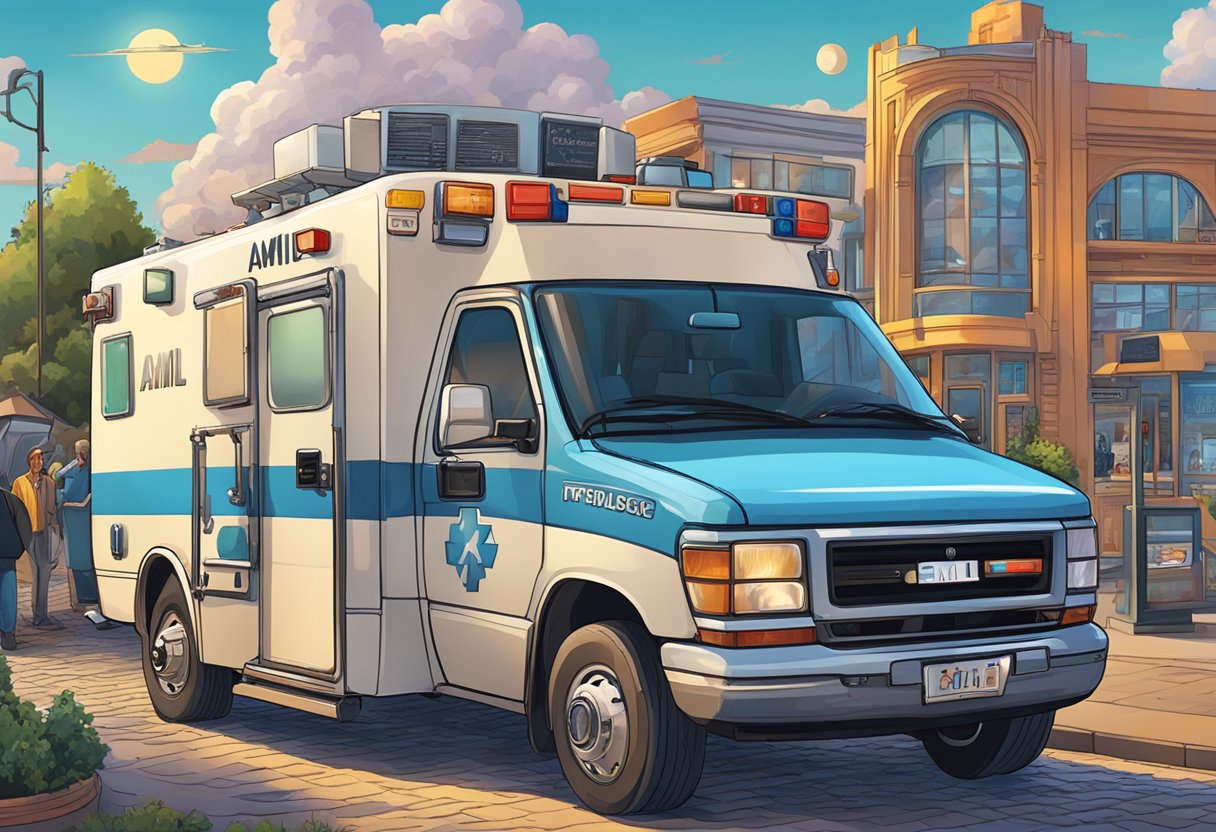 Various music genres surround the Amil ambulance, from classical to rock, creating a vibrant and diverse atmosphere