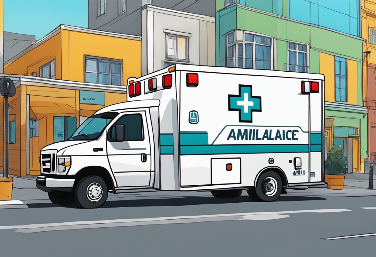 An ambulance with the Amil logo parked at an art event with significant collaborations