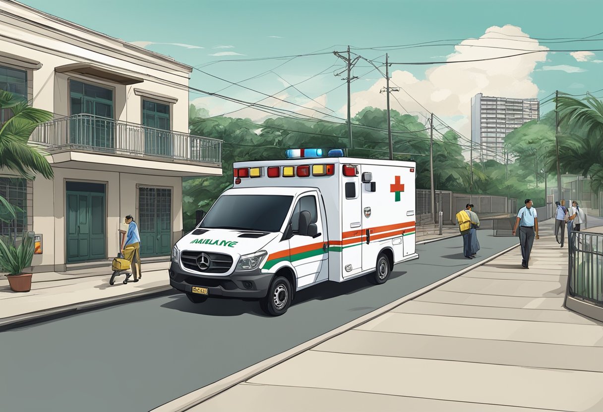 Ambulance arriving at patient intake in Manaus, Brazil