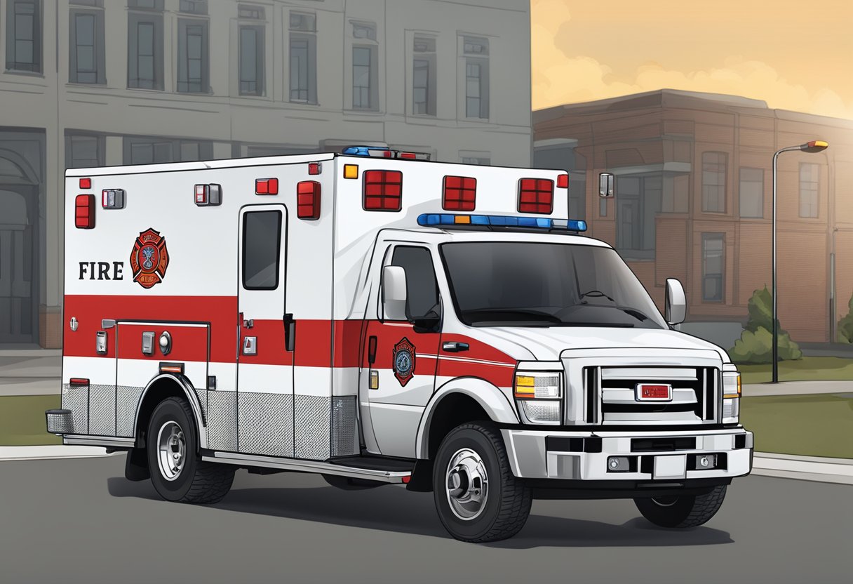 An illustration of a fire department ambulance with additional resources and information displayed on the side