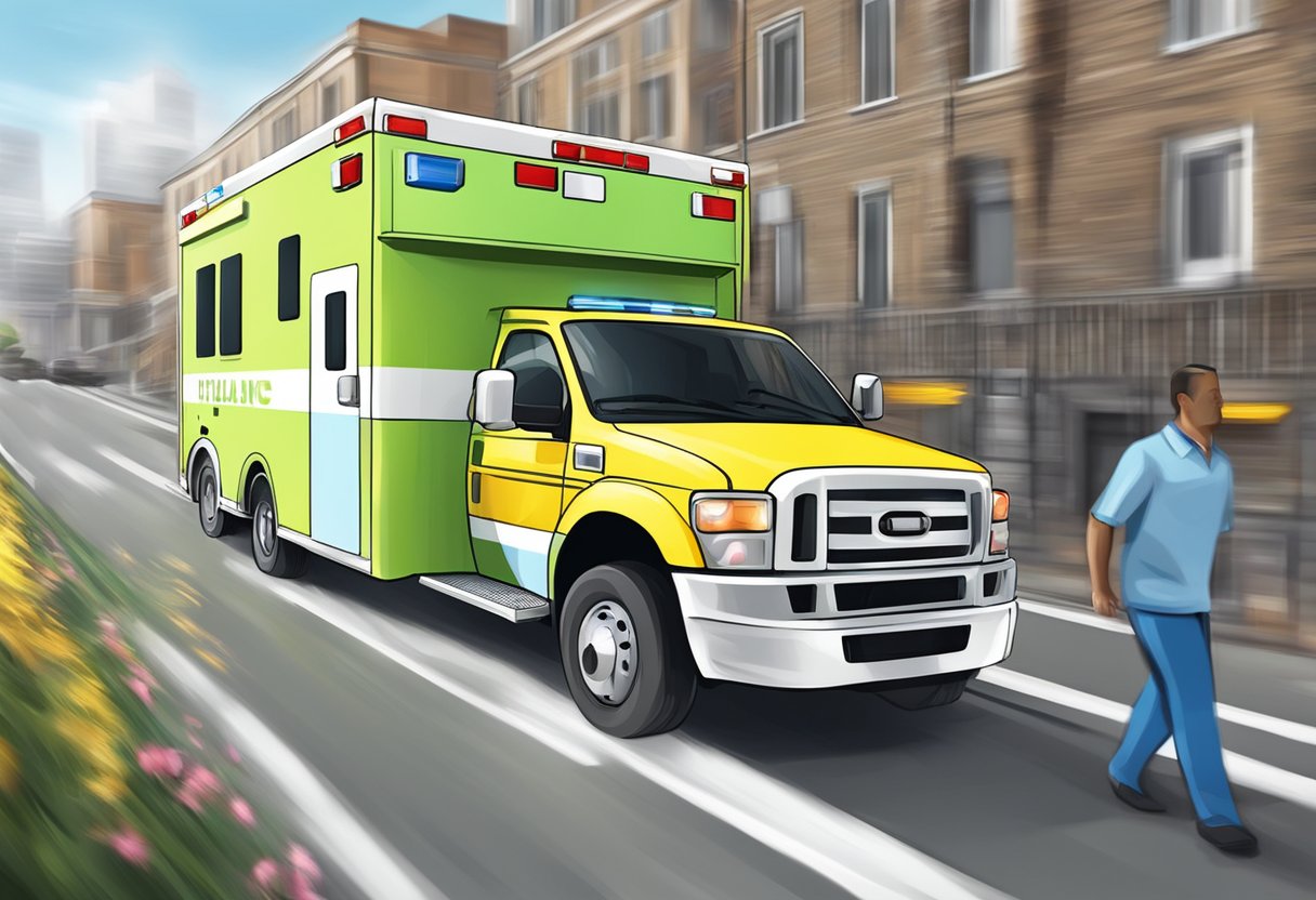 An ambulance rushing to provide emergency care for the population