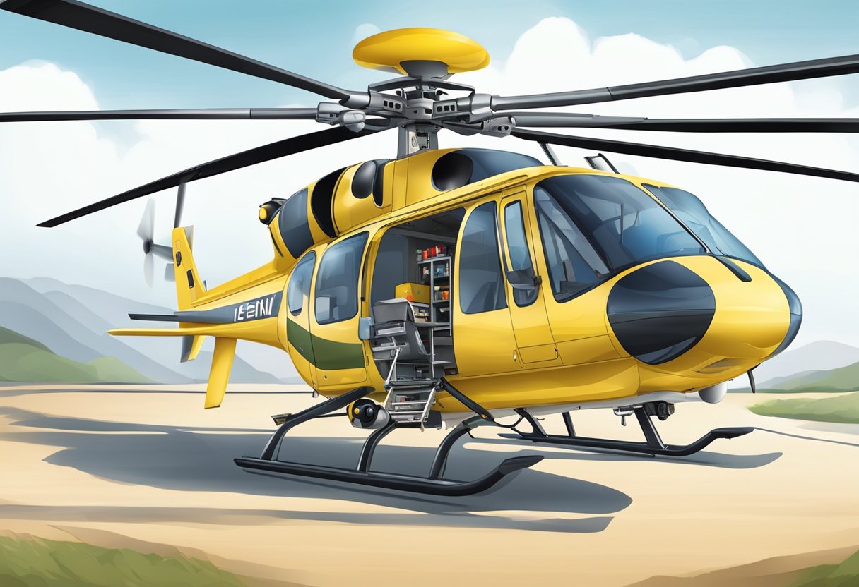 A medical helicopter with emergency equipment and capabilities