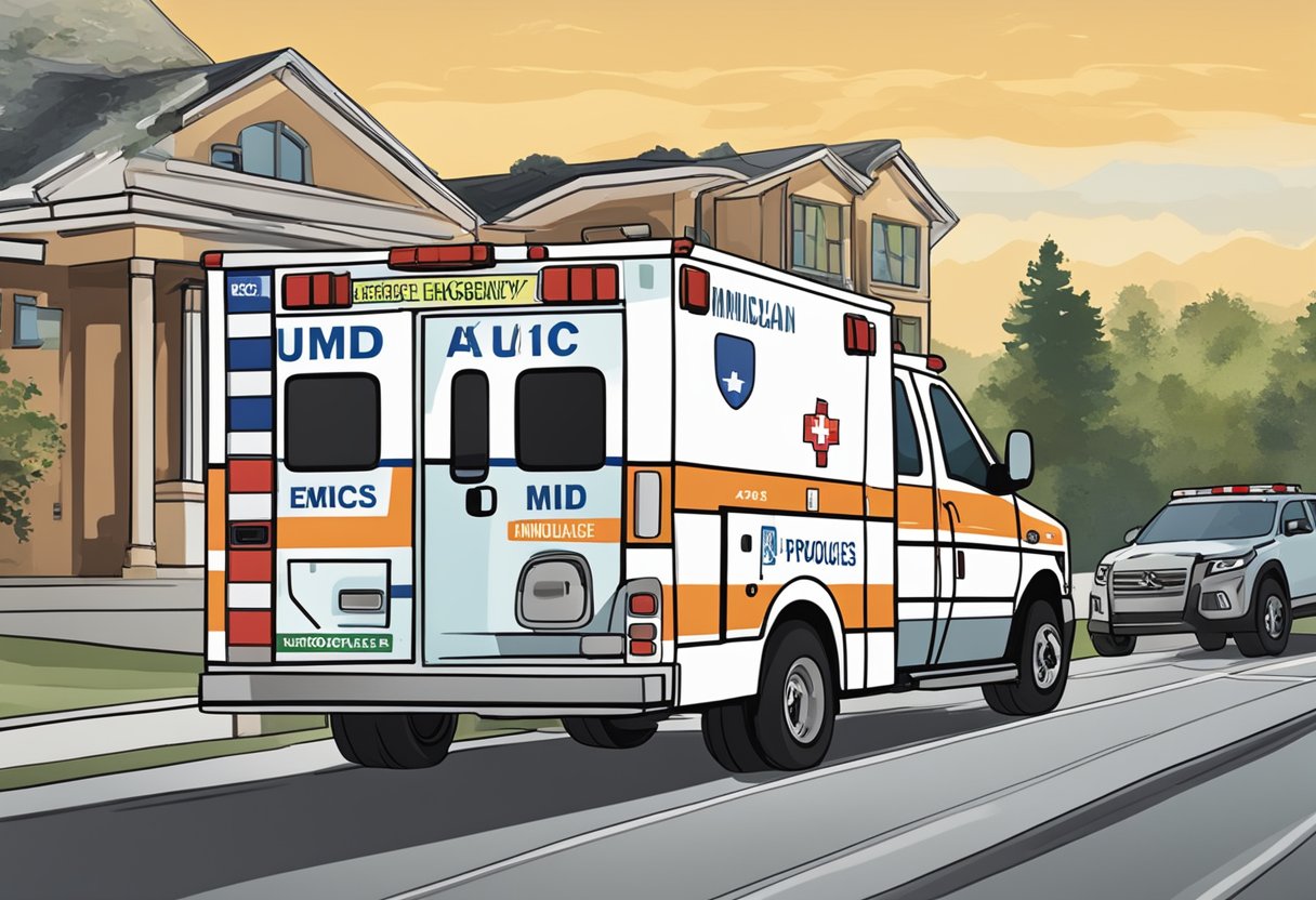 An ambulance with "Unimed Emergency Procedures and Exams" written on the side, with the phone number displayed prominently