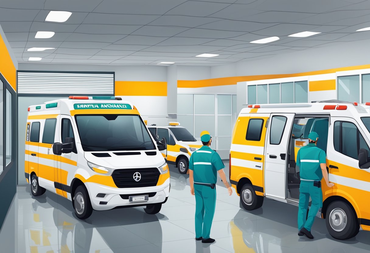 A bright and spacious ambulance rental office in São Paulo, with a team of professionals ready to assist