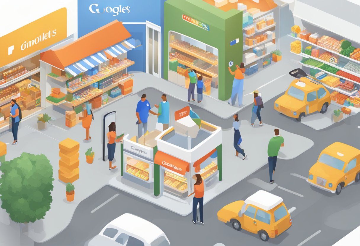 Local customers interact with store products on Google Maps. Showcases in-store merchandise to potential buyers