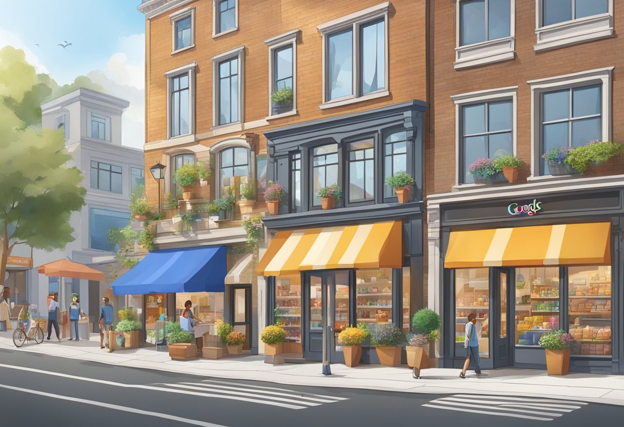 A store's exterior with a prominent Google Maps logo, showcasing in-store events and offers. Visible products and signage attract local customers