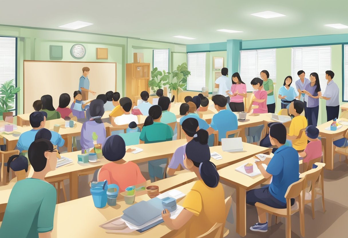 A group of people engaging in various services and programs at Singapore Christian Home