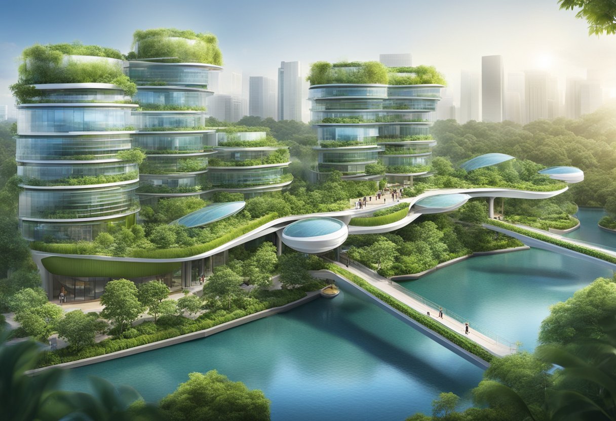 The Singapore Science Park 2 bustles with modern buildings and lush greenery, creating a dynamic and innovative atmosphere