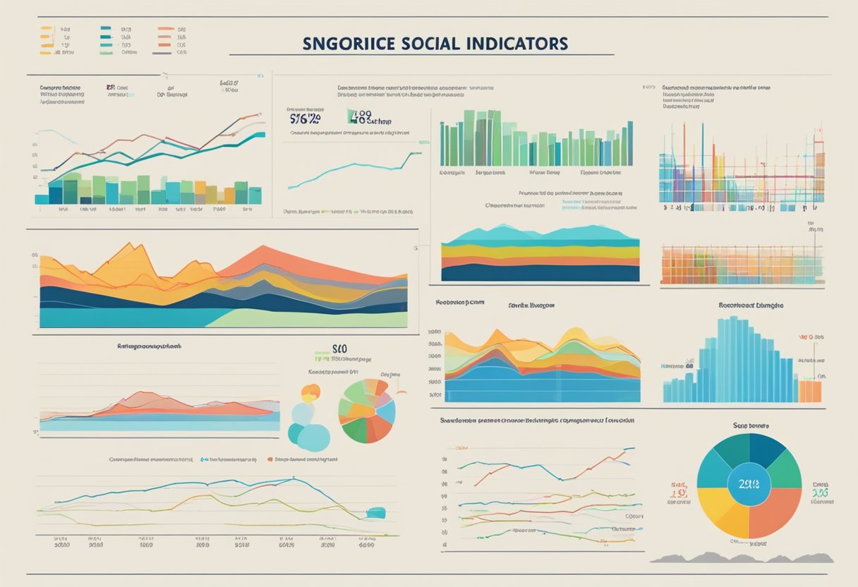 A graph showing economic and social indicators of Singapore, with clear labels and distinct color coding for easy interpretation