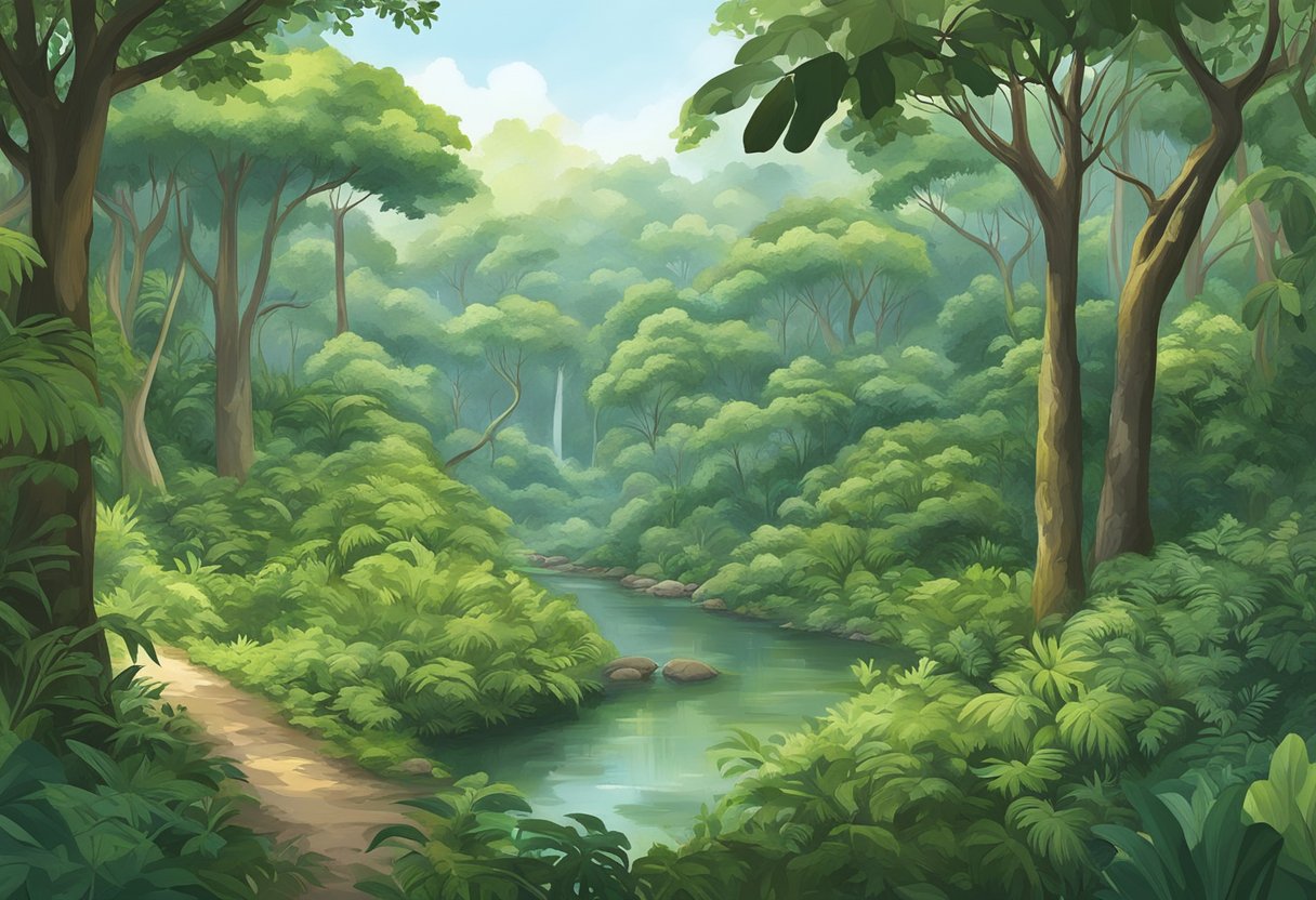 Lush greenery, towering trees, and diverse wildlife in a Singaporean nature reserve