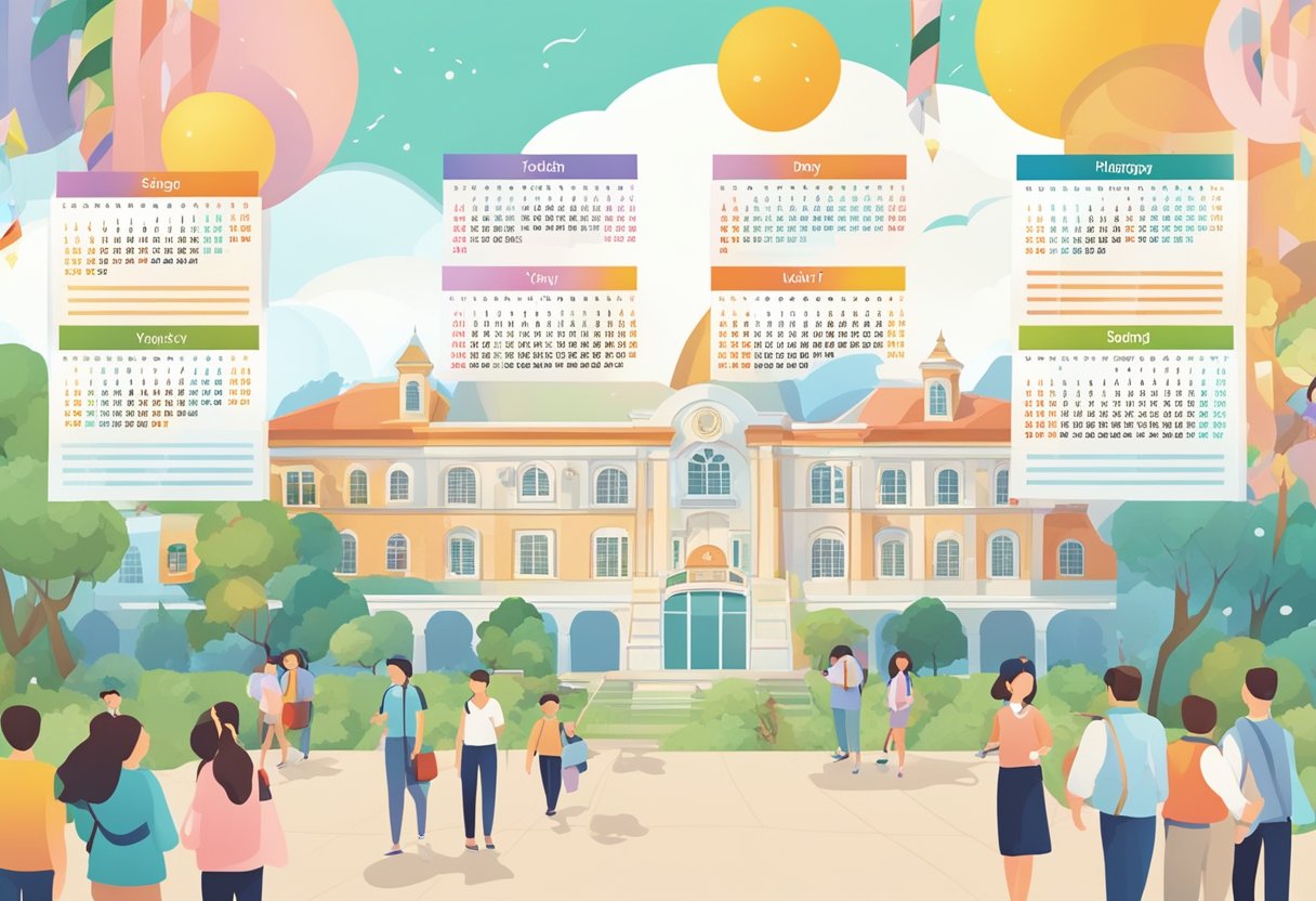 A school calendar with highlighted public holidays, including Youth Day in Singapore