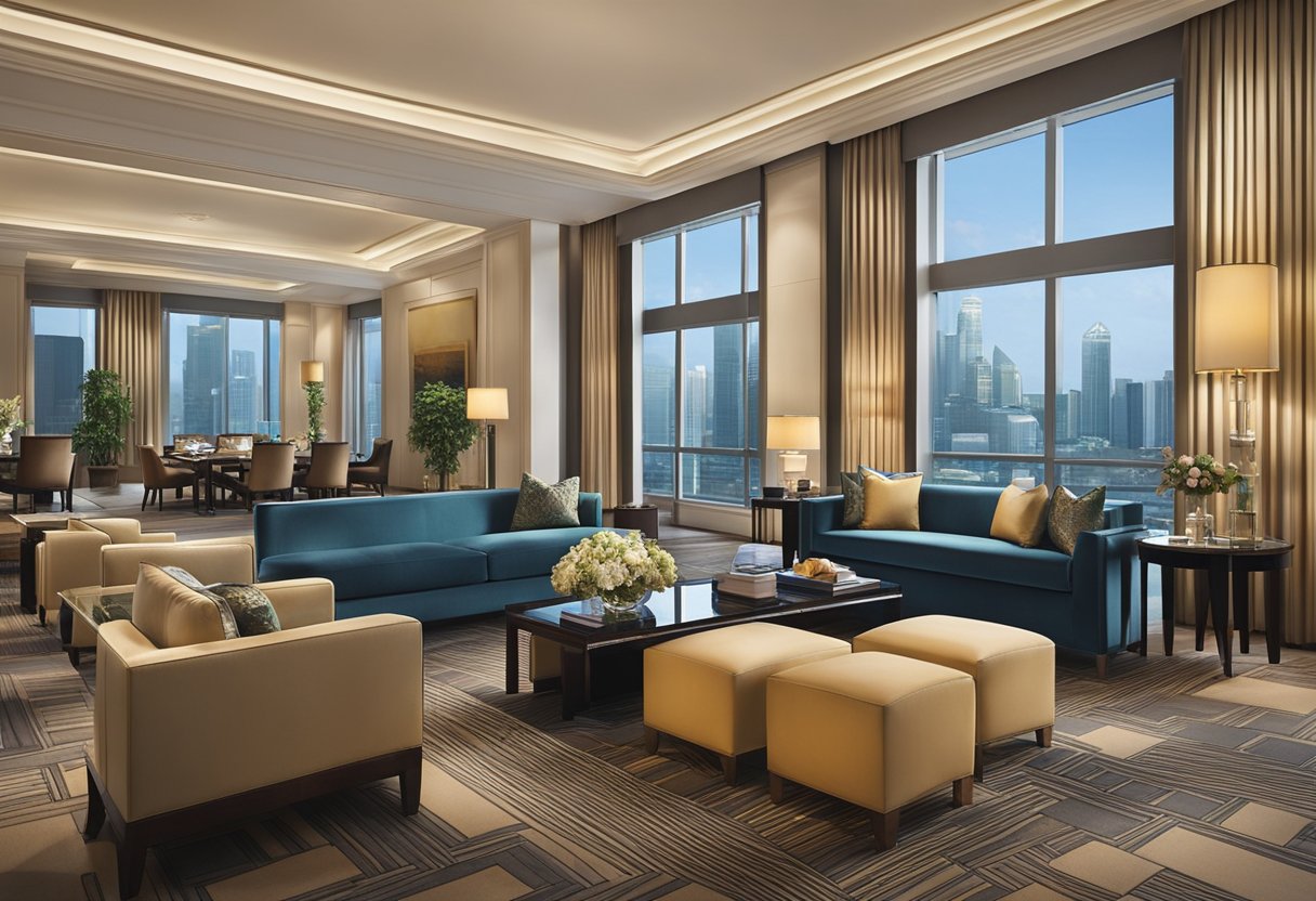 The Fullerton Singapore's luxurious facilities include a grand lobby, spacious rooms, and modern amenities. The accommodation features elegant decor and stunning views of the city skyline