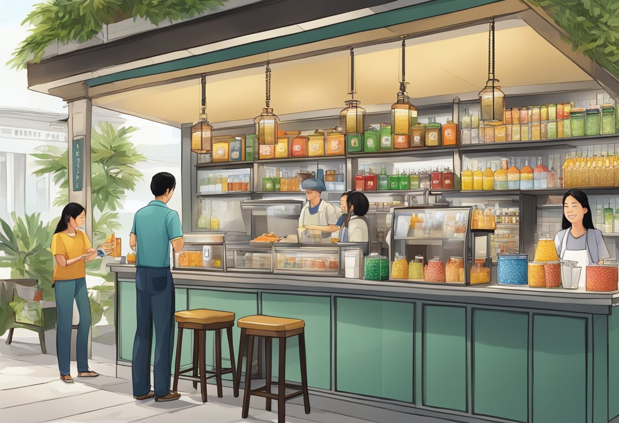 A gongcha store in Singapore with customers ordering and staff preparing drinks