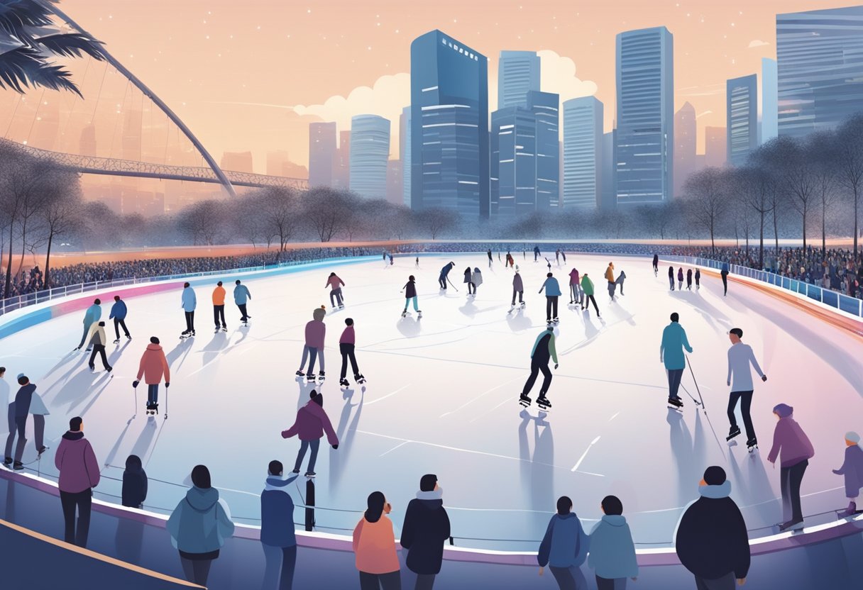 People skate on ice at Singapore rink