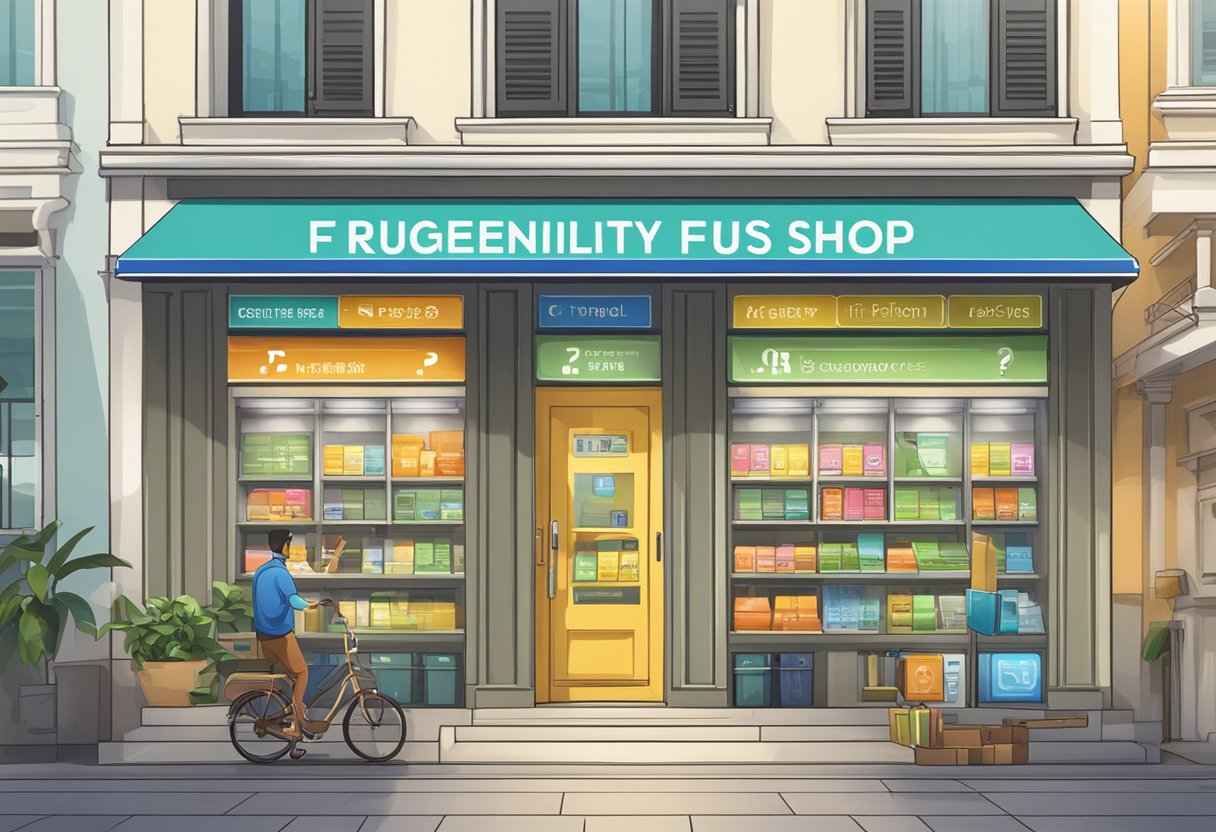 A mobile phone shop with a sign reading "Frequently Asked Questions" in Singapore