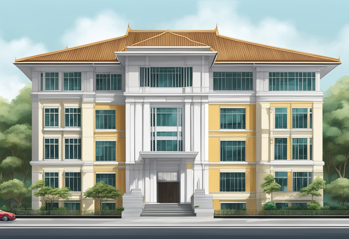 The Singapore Embassy in Bangkok stands tall and proud, with its sleek and modern architecture reflecting the strong and sophisticated presence of Singapore in Thailand
