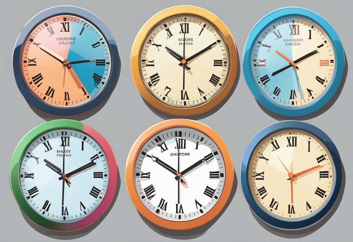 A clock showing Paris and Singapore time zones side by side