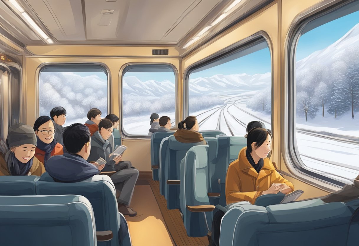 Passengers enjoy panoramic views of snow-covered landscapes from the comfort of their seats on a luxury train from Singapore to Harbin