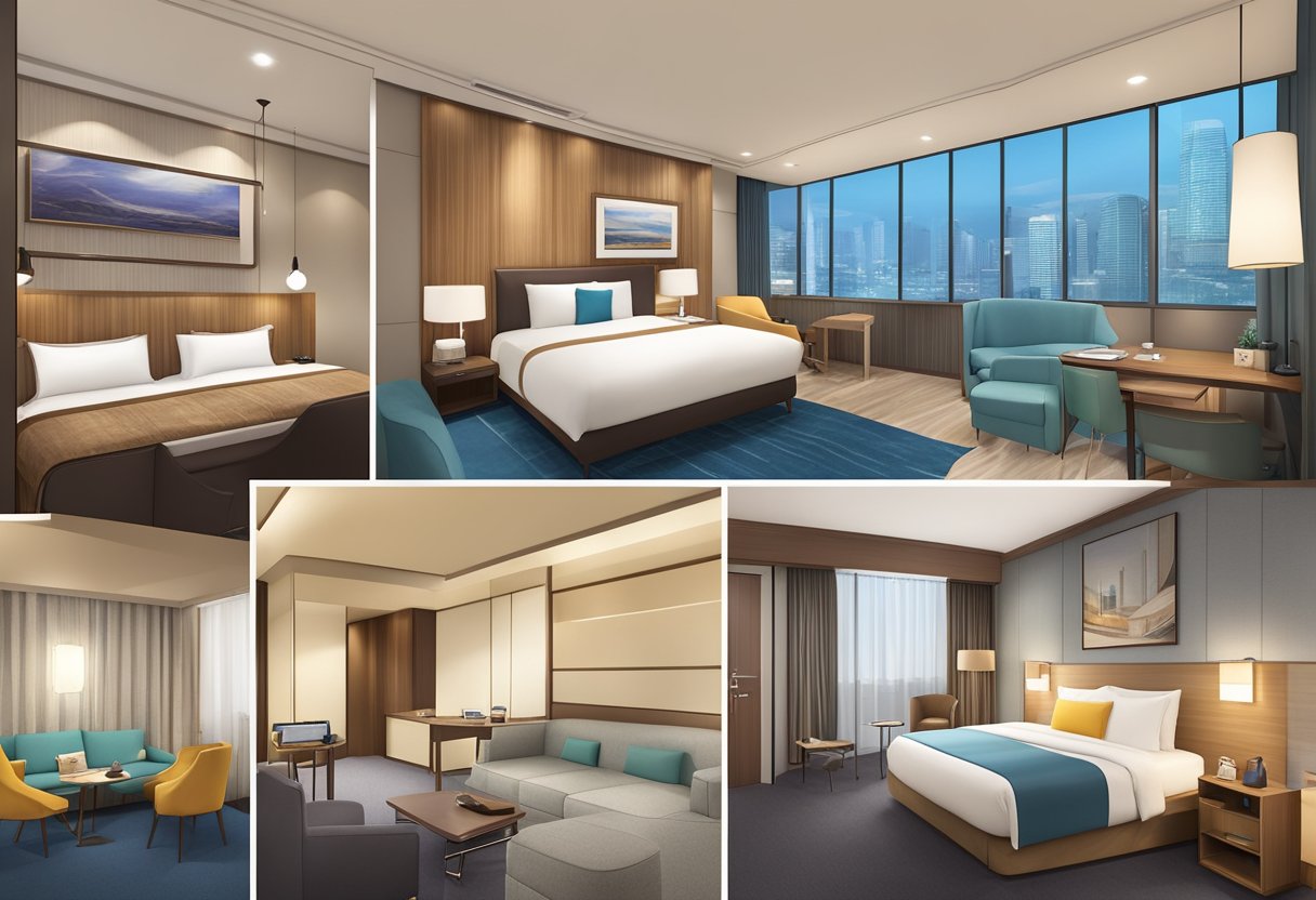 Various accommodation options at Changi Singapore airport hotel, including cozy rooms, modern amenities, and convenient access to the airport terminals