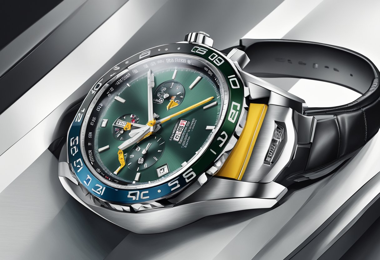A sleek Tag Heuer watch displayed in a luxurious Singapore boutique