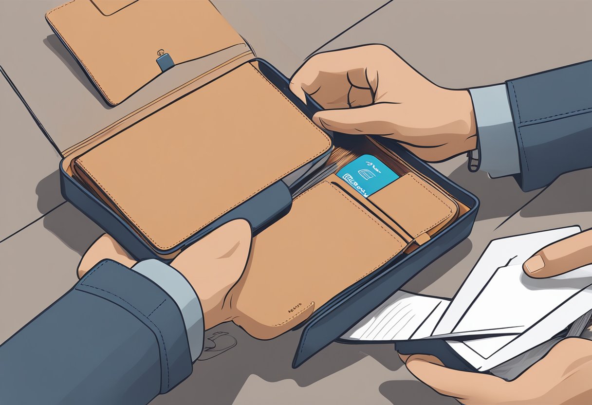 A customer unboxes a sleek Bellroy wallet, admiring its slim design and smooth leather finish. The packaging is minimalistic and eco-friendly