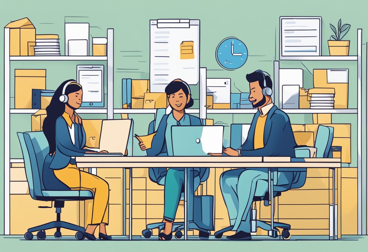 Customers ordering online, receiving packages, and contacting customer service for after-sales support