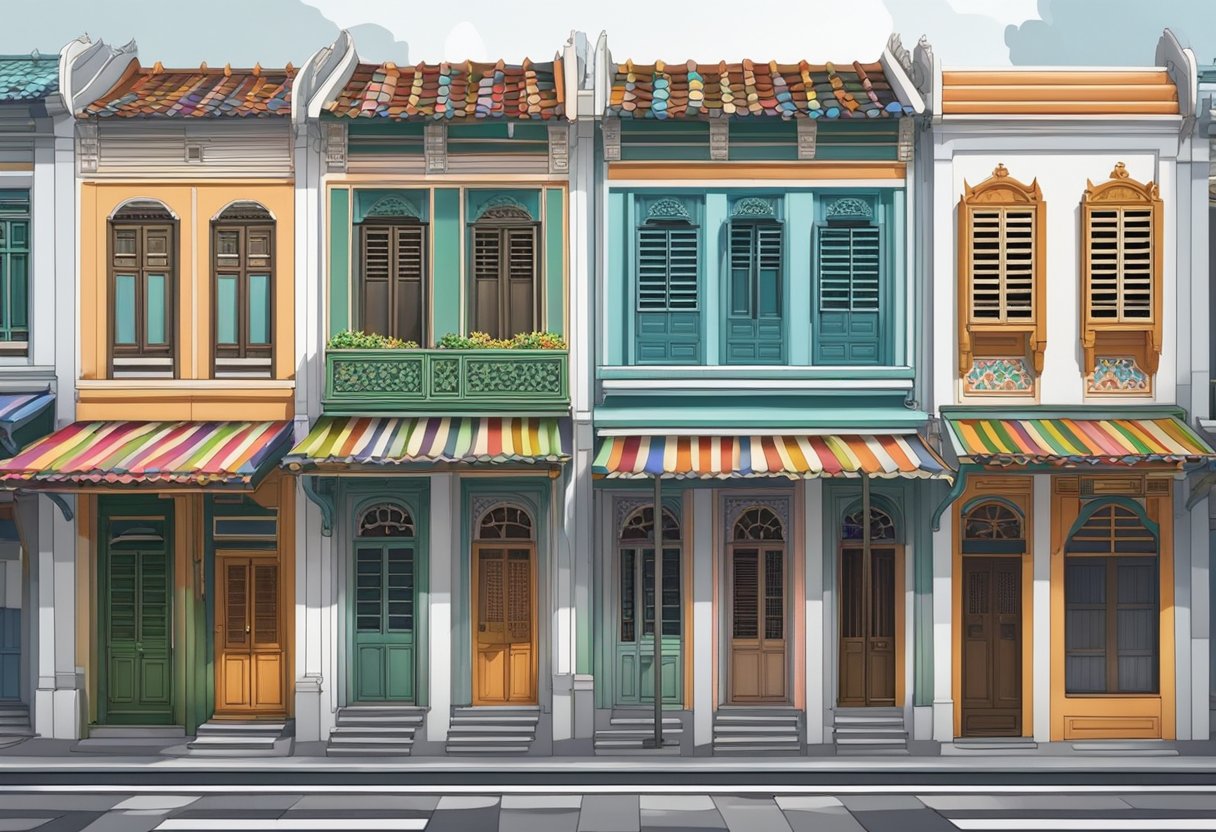 A traditional shophouse with intricate Peranakan tiles and colorful shutters is listed for sale in Singapore