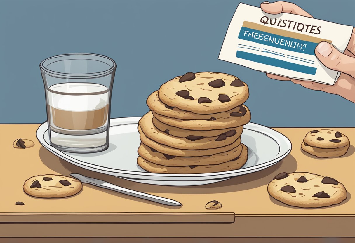 A plate of broken, half-eaten cookies with a "Frequently Asked Questions" label on the side