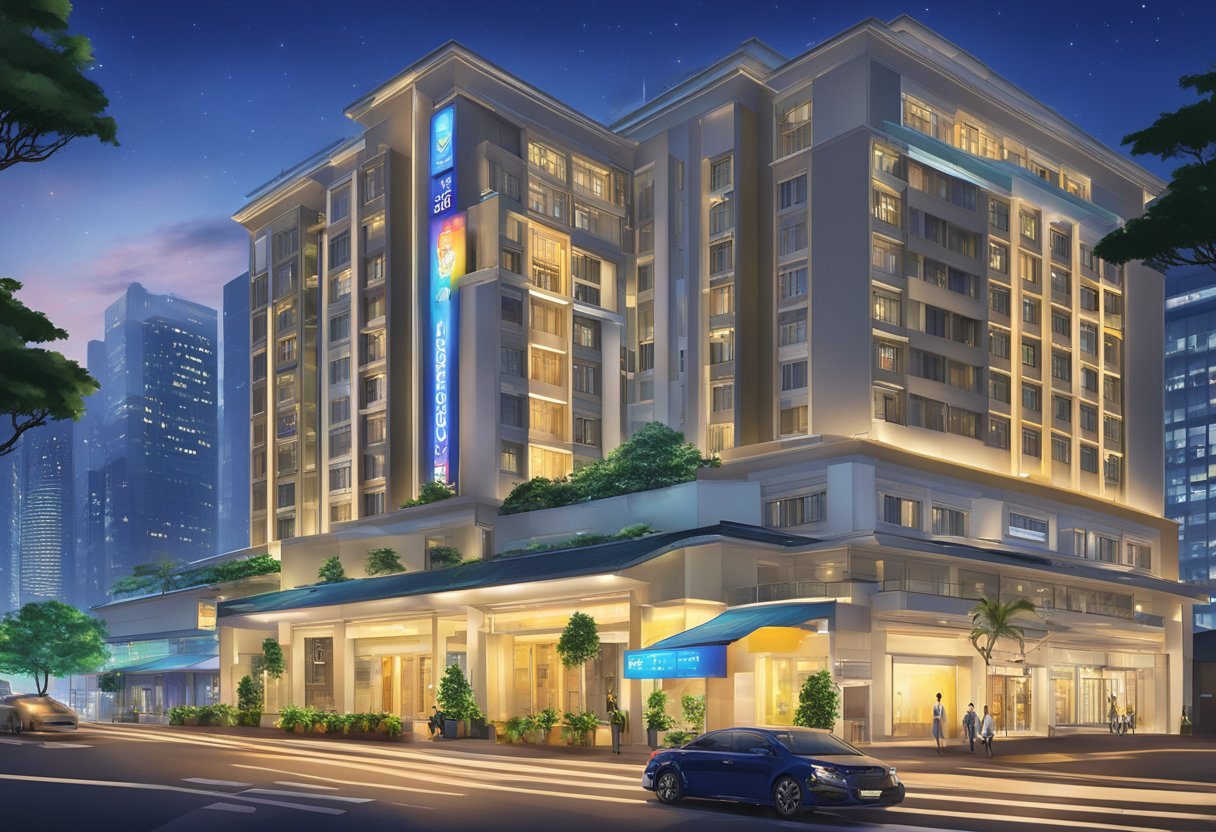 The Value Hotel Singapore, as booked on Agoda, stands tall against the city skyline, its vibrant lights illuminating the surrounding streets