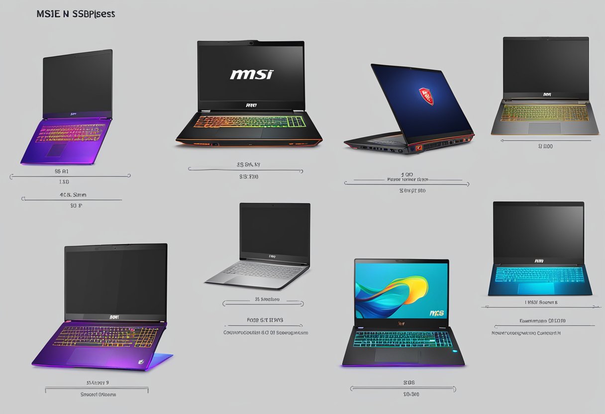 A table displaying the latest MSI laptops with their specifications