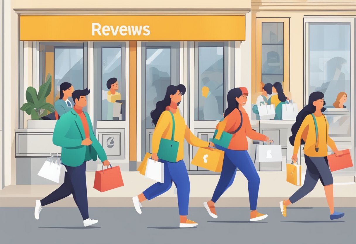 Customers leaving positive Google reviews, while others place orders online