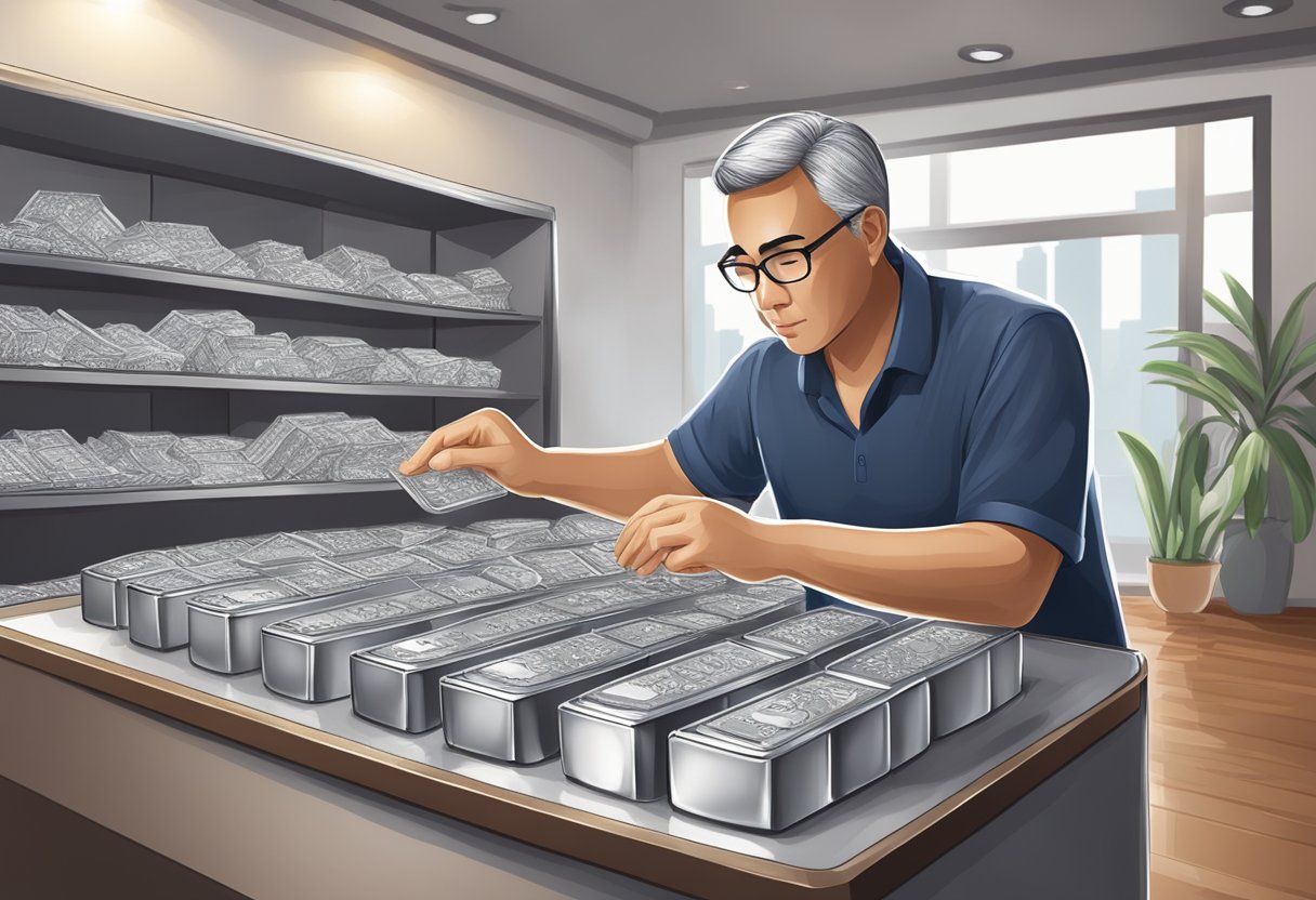 A person purchases silver bullion from a dealer in Singapore and carefully stores it in a secure location at home